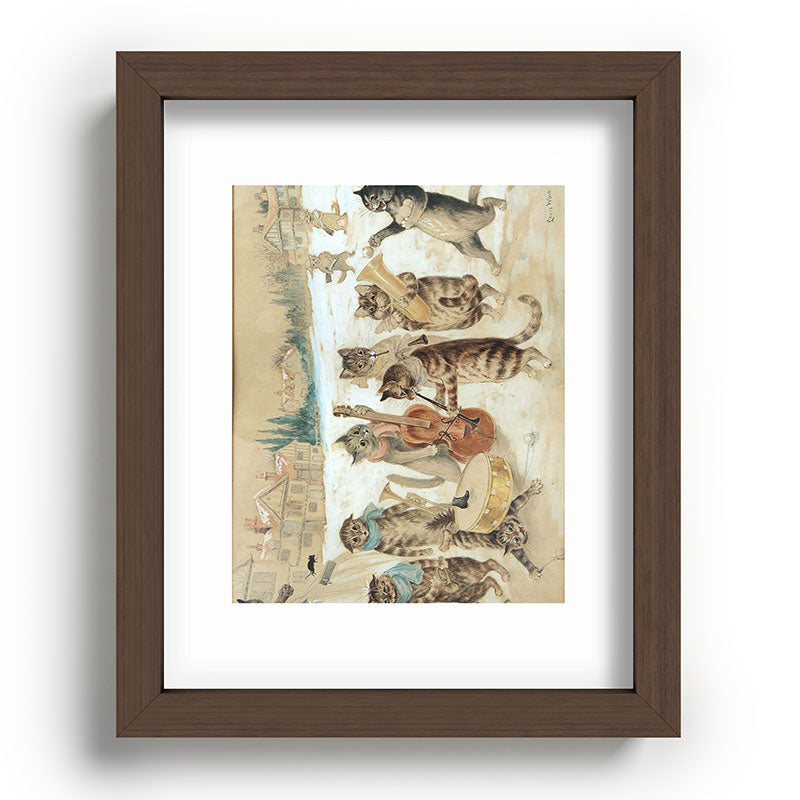 Carol Singing Cats' Funny Vintage Christmas Louis Wain Framed Art Print