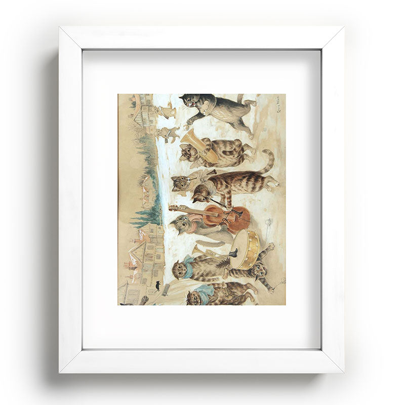Carol Singing Cats' Funny Vintage Christmas Louis Wain Framed Art Print
