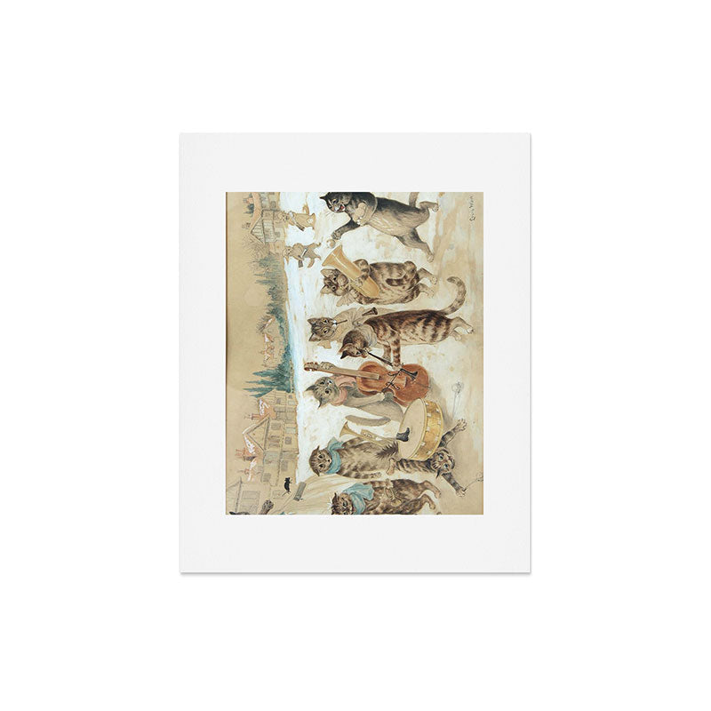 Carol Singing Cats' Funny Vintage Christmas Louis Wain Art Print