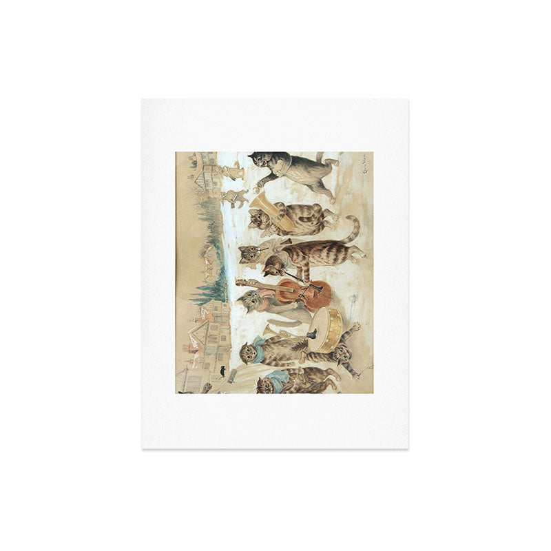 Carol Singing Cats' Funny Vintage Christmas Louis Wain Art Print