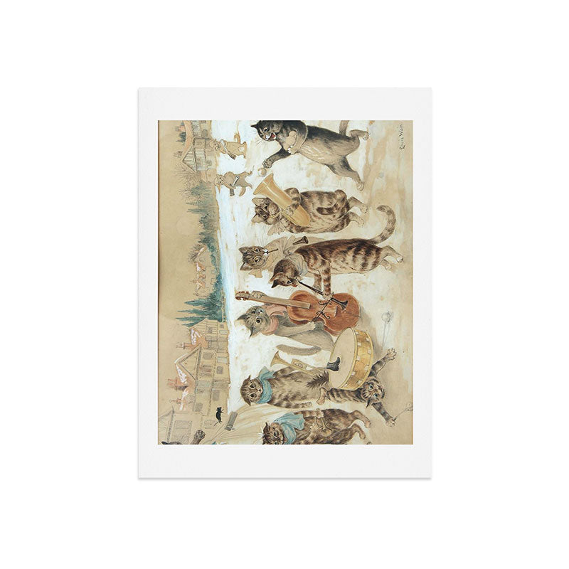 Carol Singing Cats' Funny Vintage Christmas Louis Wain Art Print