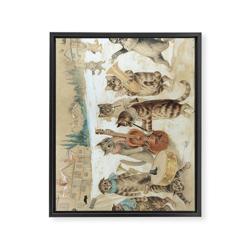 Carol Singing Cats' Funny Vintage Christmas Louis Wain Framed Canvas Print