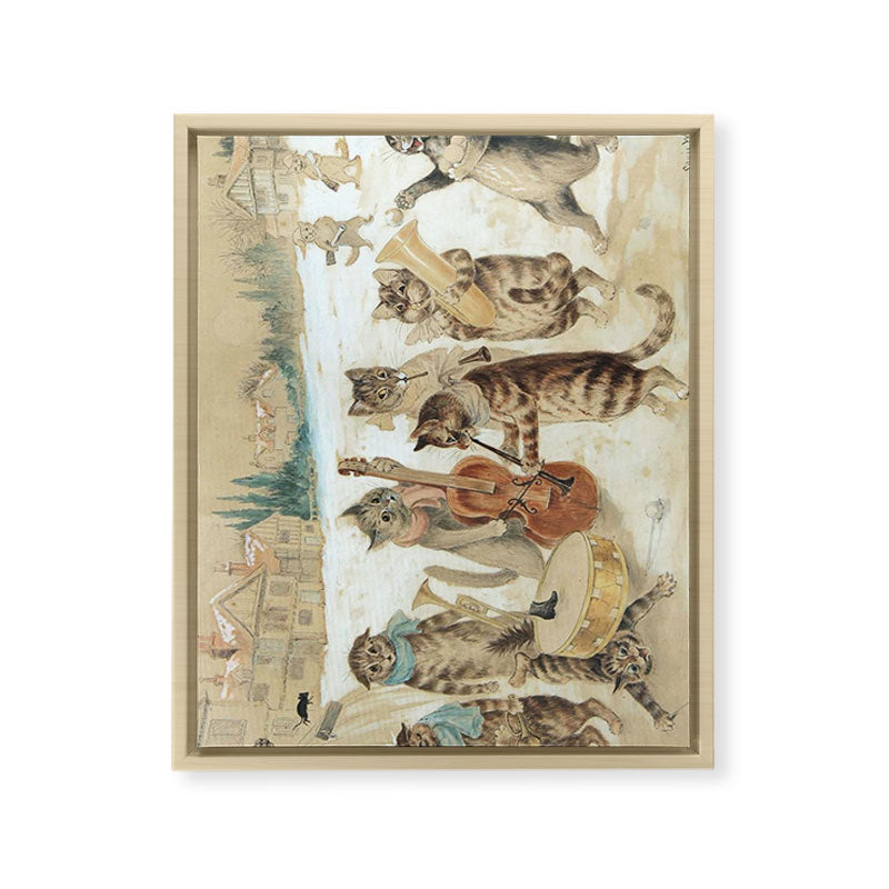 Carol Singing Cats' Funny Vintage Christmas Louis Wain Framed Canvas Print
