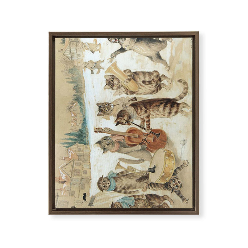 Carol Singing Cats' Funny Vintage Christmas Louis Wain Framed Canvas Print