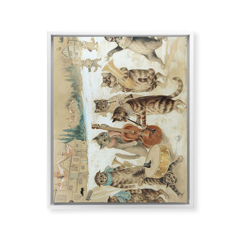 Carol Singing Cats' Funny Vintage Christmas Louis Wain Framed Canvas Print