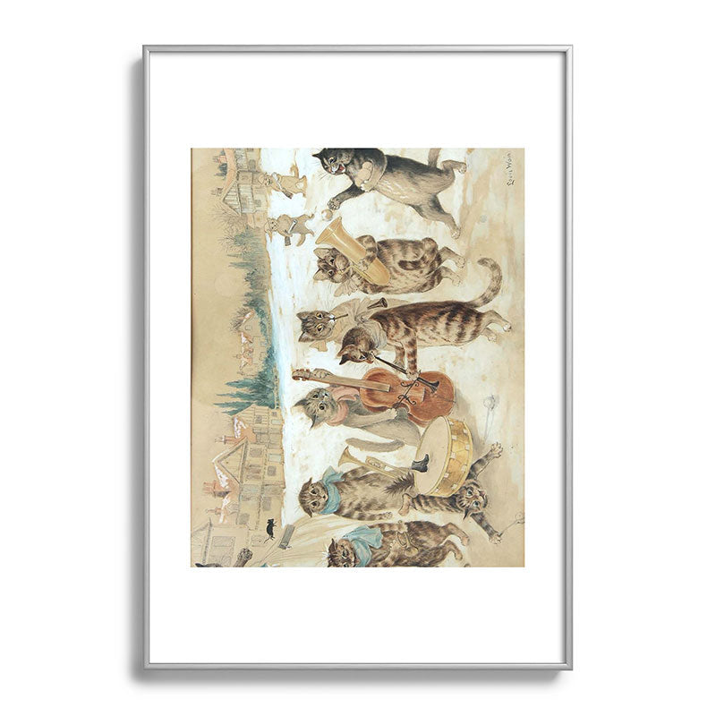 Carol Singing Cats' Funny Vintage Christmas Louis Wain Framed Art Print