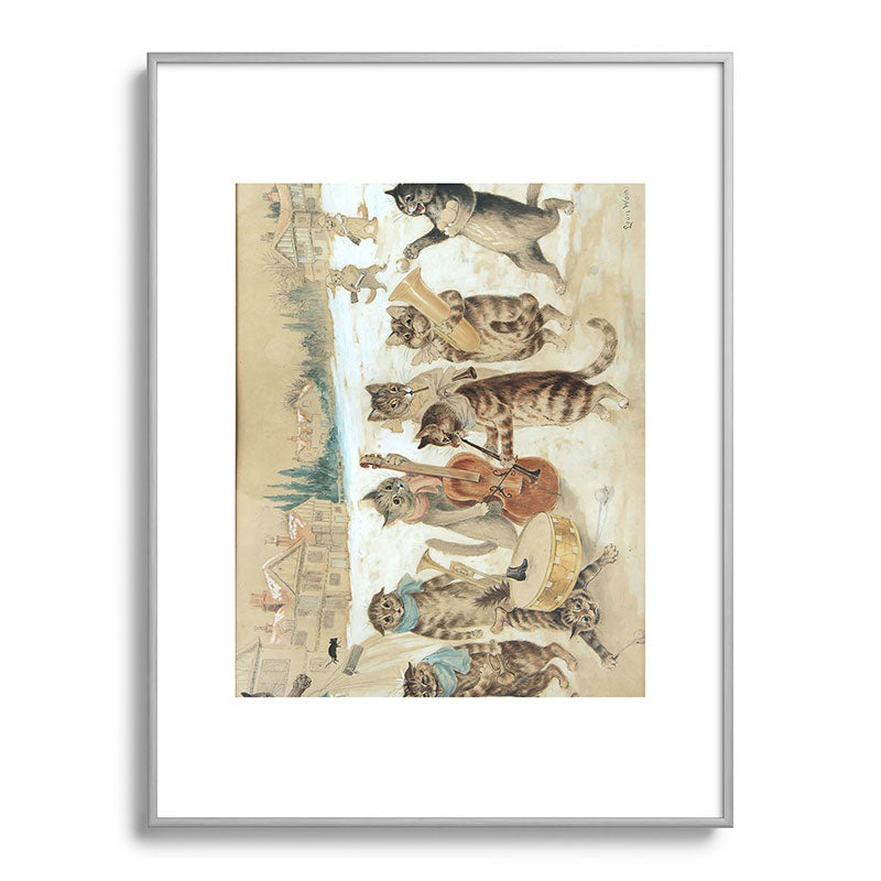 Carol Singing Cats' Funny Vintage Christmas Louis Wain Framed Art Print