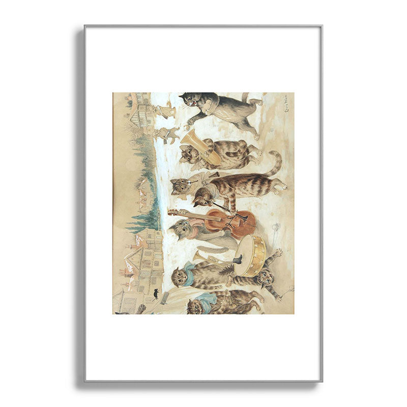 Carol Singing Cats' Funny Vintage Christmas Louis Wain Framed Art Print