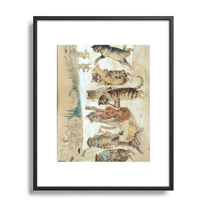 Carol Singing Cats' Funny Vintage Christmas Louis Wain Framed Art Print
