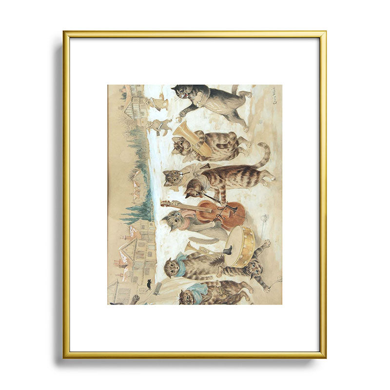 Carol Singing Cats' Funny Vintage Christmas Louis Wain Framed Art Print