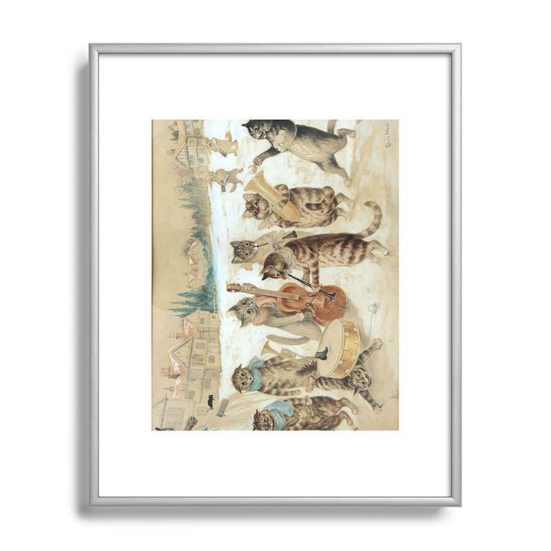Carol Singing Cats' Funny Vintage Christmas Louis Wain Framed Art Print
