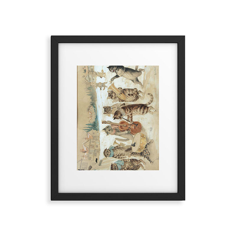 Carol Singing Cats' Funny Vintage Christmas Louis Wain Framed Art Print