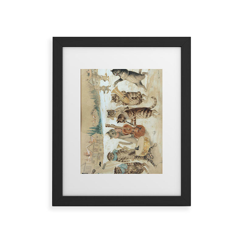 Carol Singing Cats' Funny Vintage Christmas Louis Wain Framed Art Print