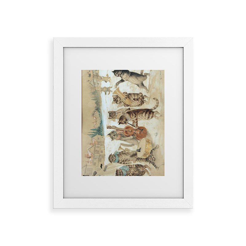 Carol Singing Cats' Funny Vintage Christmas Louis Wain Framed Art Print