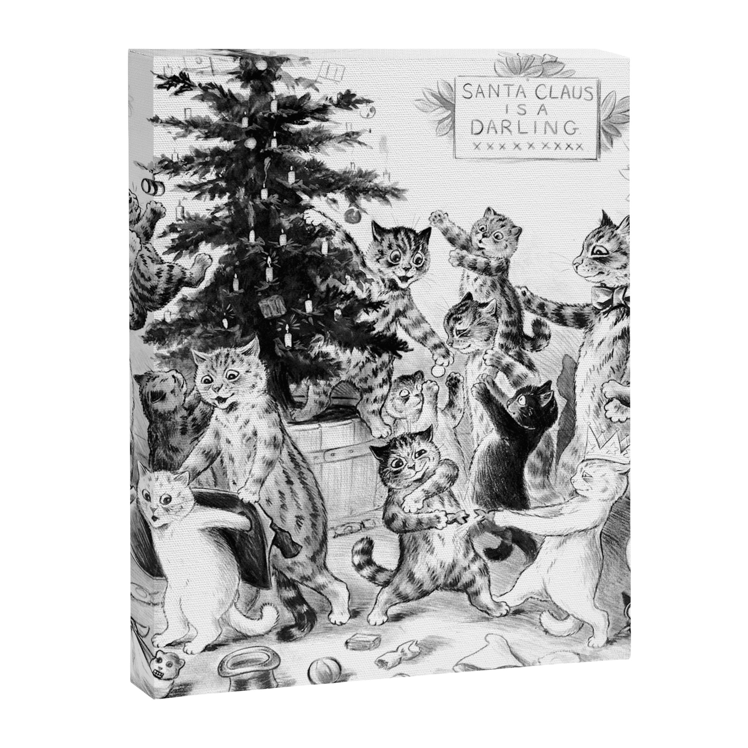 Cats Decorating The Christmas Tree' Vintage Cat Art by Louis Wain Canvas Print