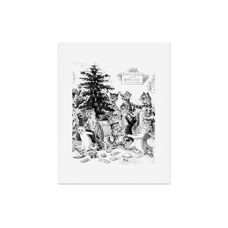 Cats Decorating The Christmas Tree' Vintage Cat Art by Louis Wain Art Print