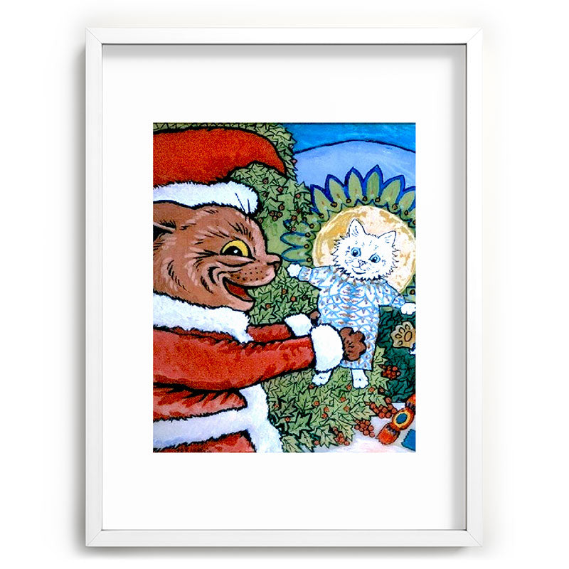 Christmas Gift' Louis Wain Vintage Cat Framed Art Print