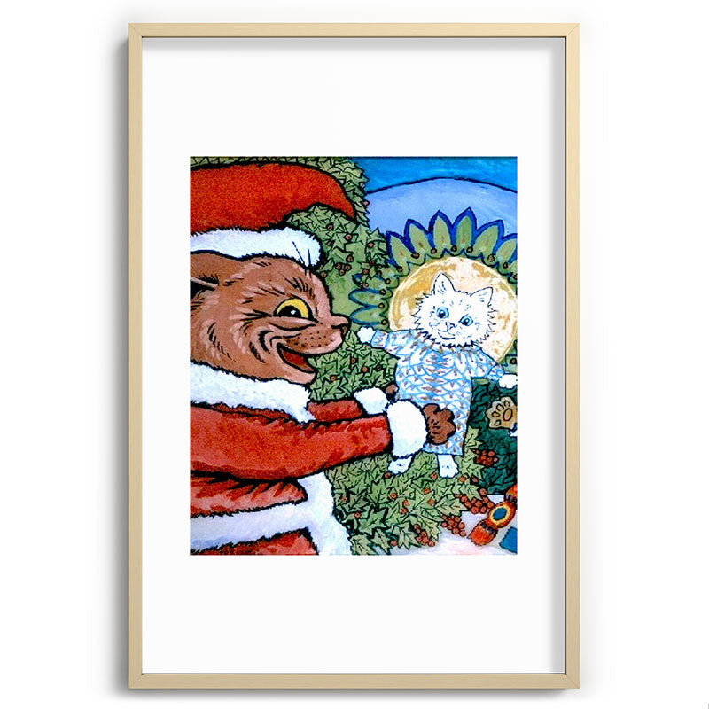 Christmas Gift' Louis Wain Vintage Cat Framed Art Print