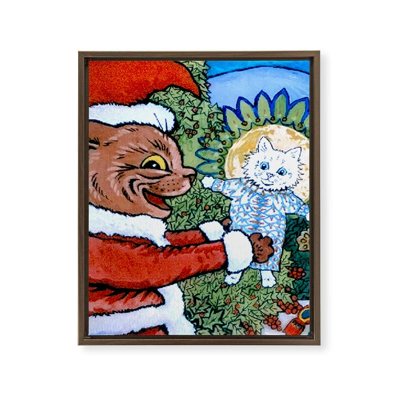 Christmas Gift' Louis Wain Vintage Cat Framed Canvas Print