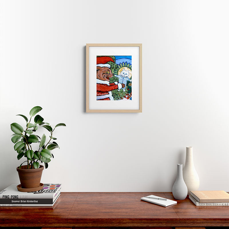 Christmas Gift' Louis Wain Vintage Cat Framed Art Print