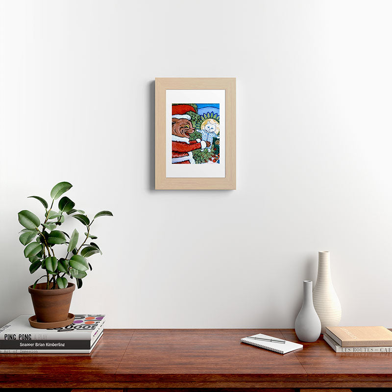 Christmas Gift' Louis Wain Vintage Cat Framed Art Print