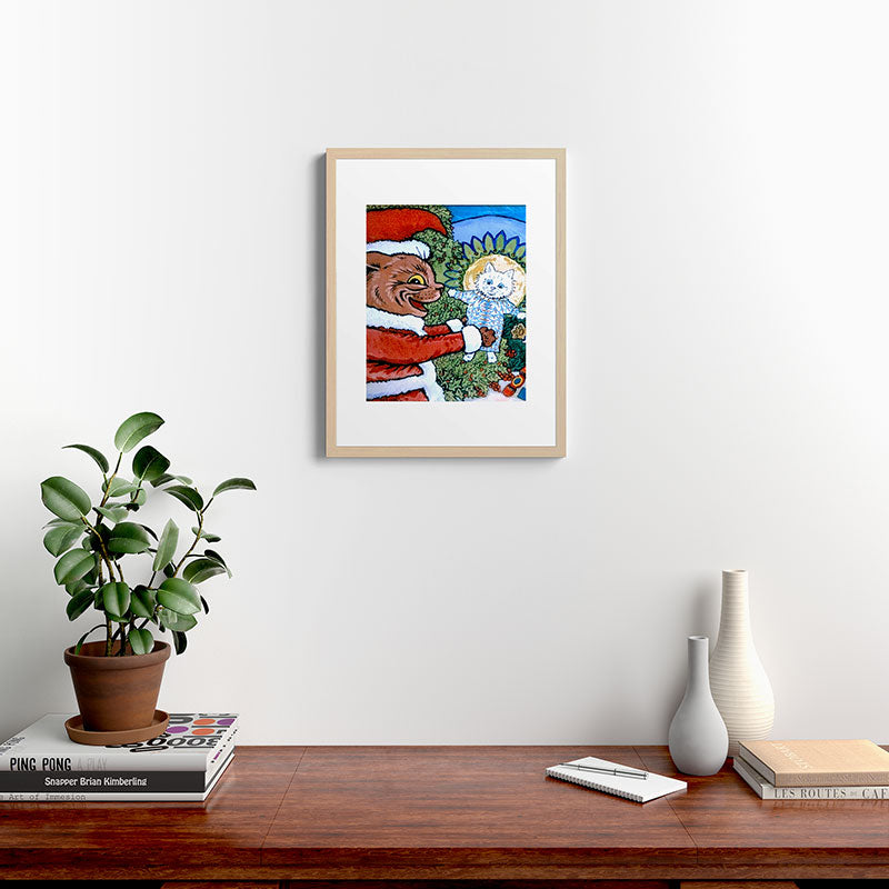 Christmas Gift' Louis Wain Vintage Cat Framed Art Print