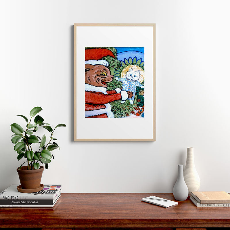 Christmas Gift' Louis Wain Vintage Cat Framed Art Print