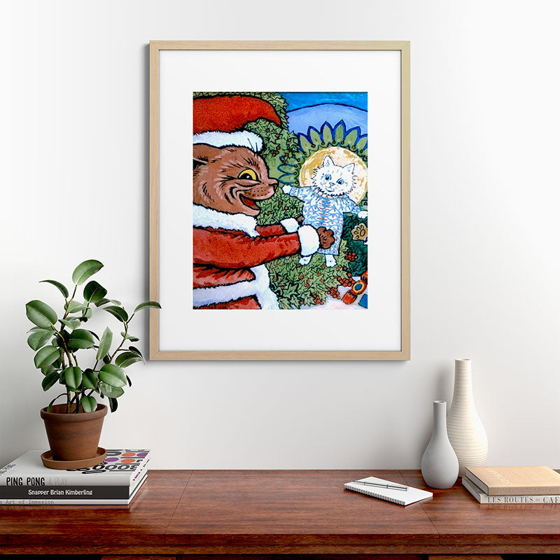 Christmas Gift' Louis Wain Vintage Cat Framed Art Print