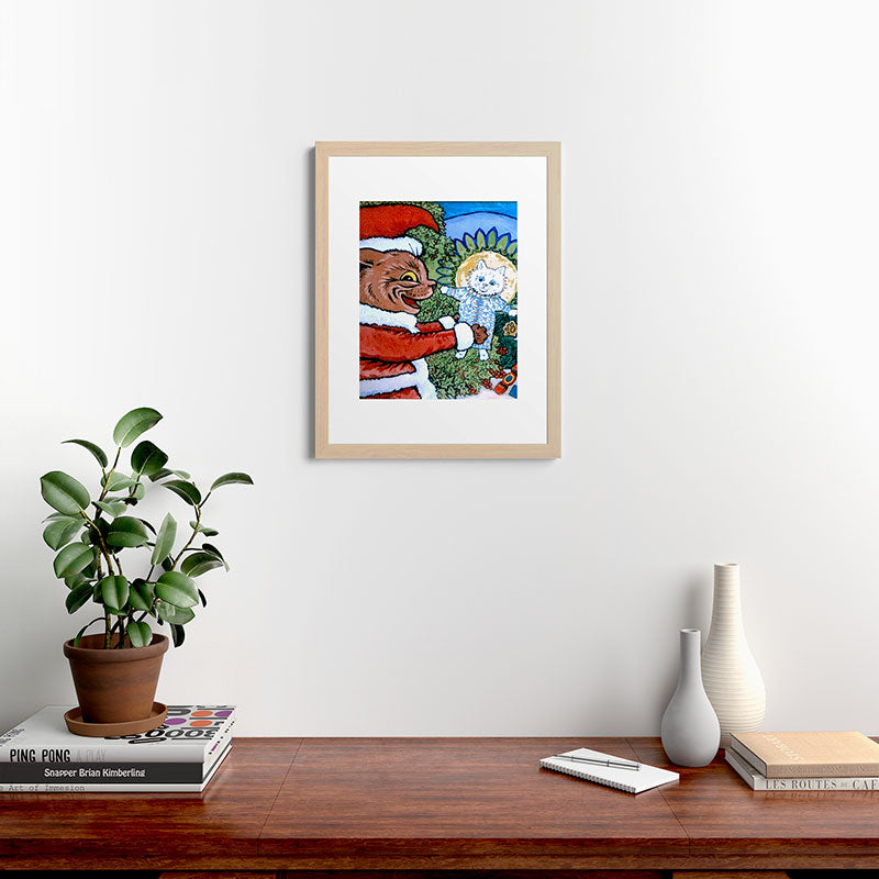 Christmas Gift' Louis Wain Vintage Cat Framed Art Print