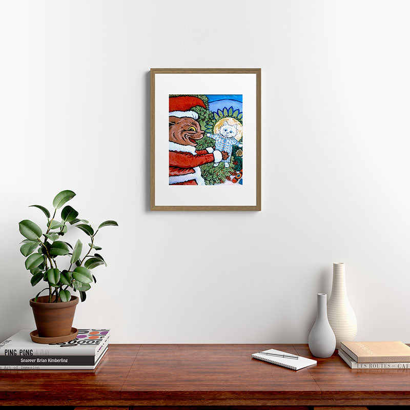 Christmas Gift' Louis Wain Vintage Cat Framed Art Print