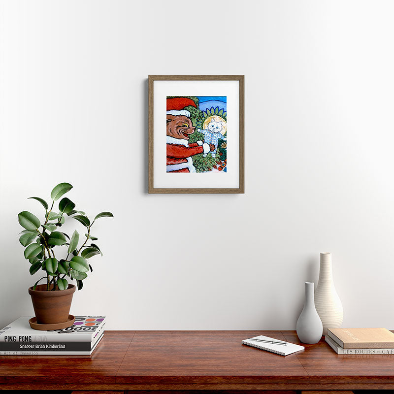 Christmas Gift' Louis Wain Vintage Cat Framed Art Print