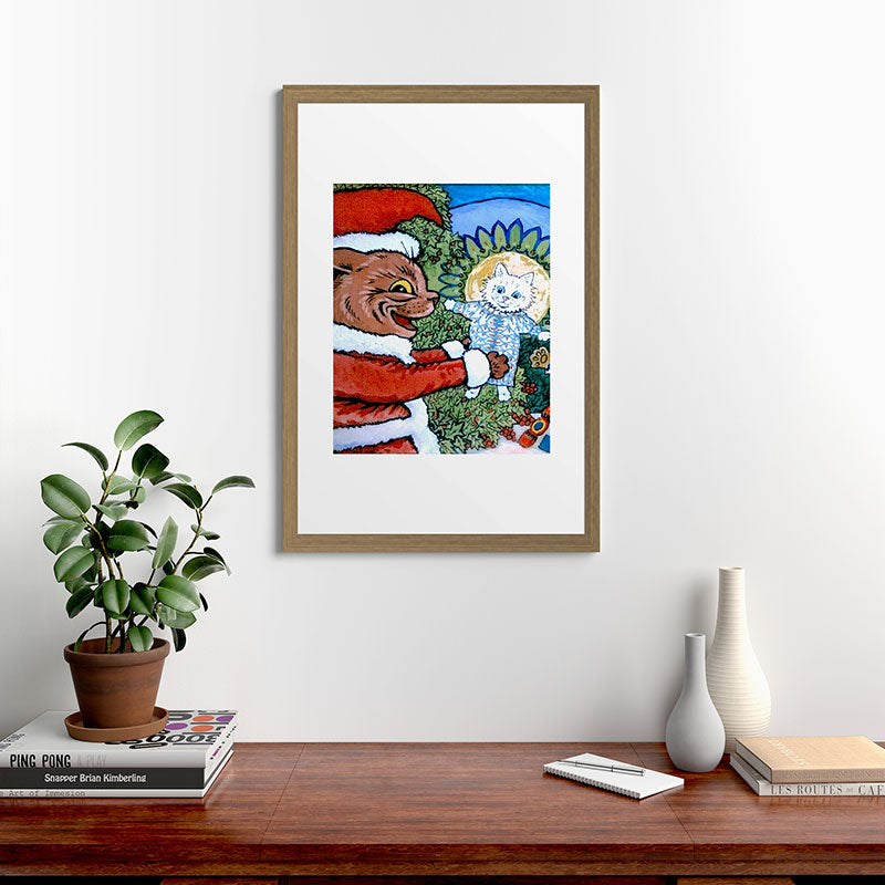 Christmas Gift' Louis Wain Vintage Cat Framed Art Print