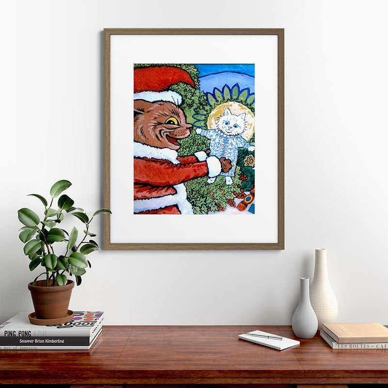 Christmas Gift' Louis Wain Vintage Cat Framed Art Print