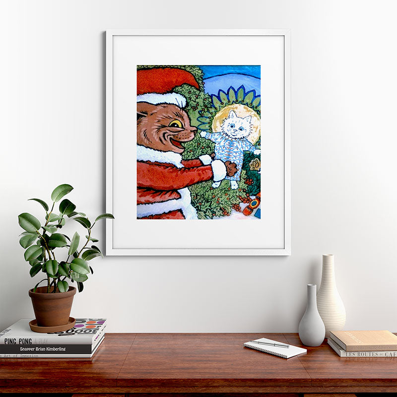 Christmas Gift' Louis Wain Vintage Cat Framed Art Print