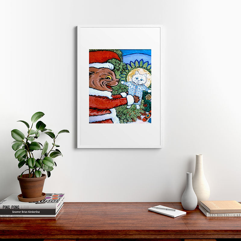 Christmas Gift' Louis Wain Vintage Cat Framed Art Print