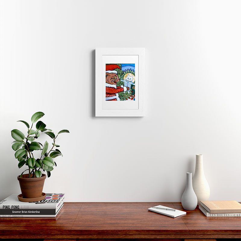 Christmas Gift' Louis Wain Vintage Cat Framed Art Print