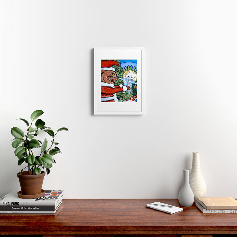 Christmas Gift' Louis Wain Vintage Cat Framed Art Print
