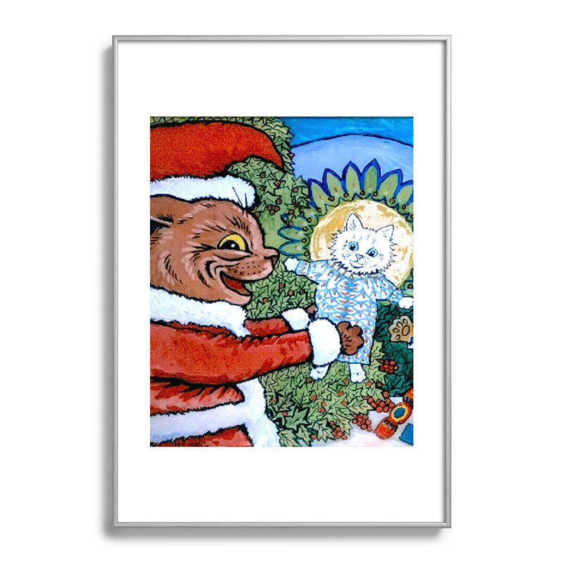 Christmas Gift' Louis Wain Vintage Cat Framed Art Print