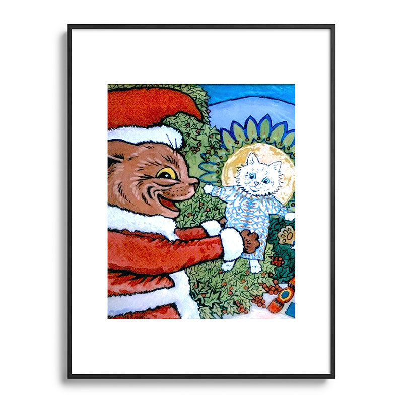 Christmas Gift' Louis Wain Vintage Cat Framed Art Print