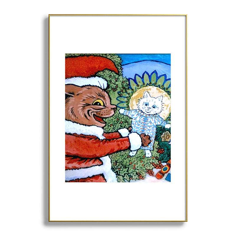 Christmas Gift' Louis Wain Vintage Cat Framed Art Print