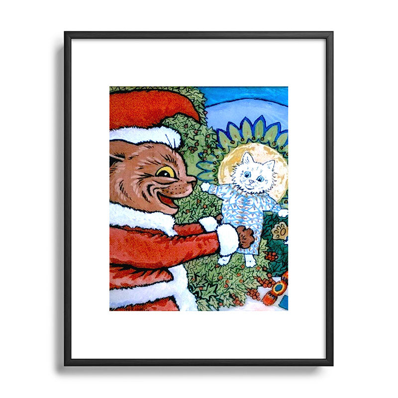 Christmas Gift' Louis Wain Vintage Cat Framed Art Print