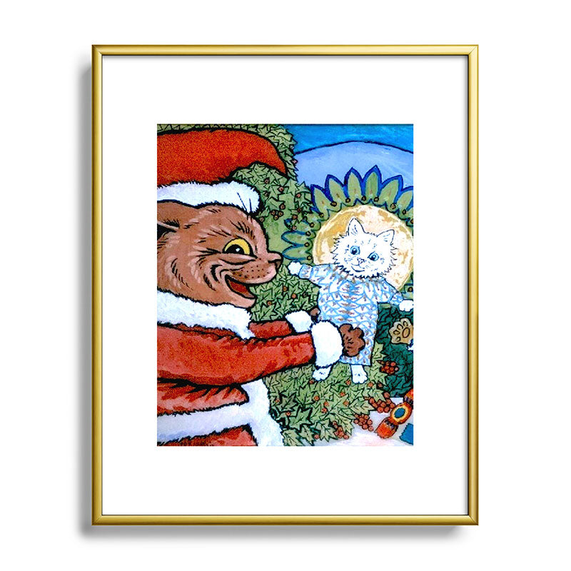 Christmas Gift' Louis Wain Vintage Cat Framed Art Print