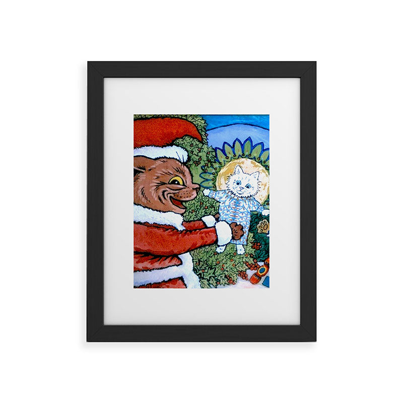 Christmas Gift' Louis Wain Vintage Cat Framed Art Print