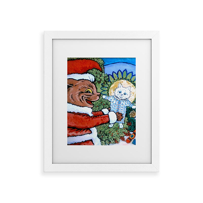 Christmas Gift' Louis Wain Vintage Cat Framed Art Print