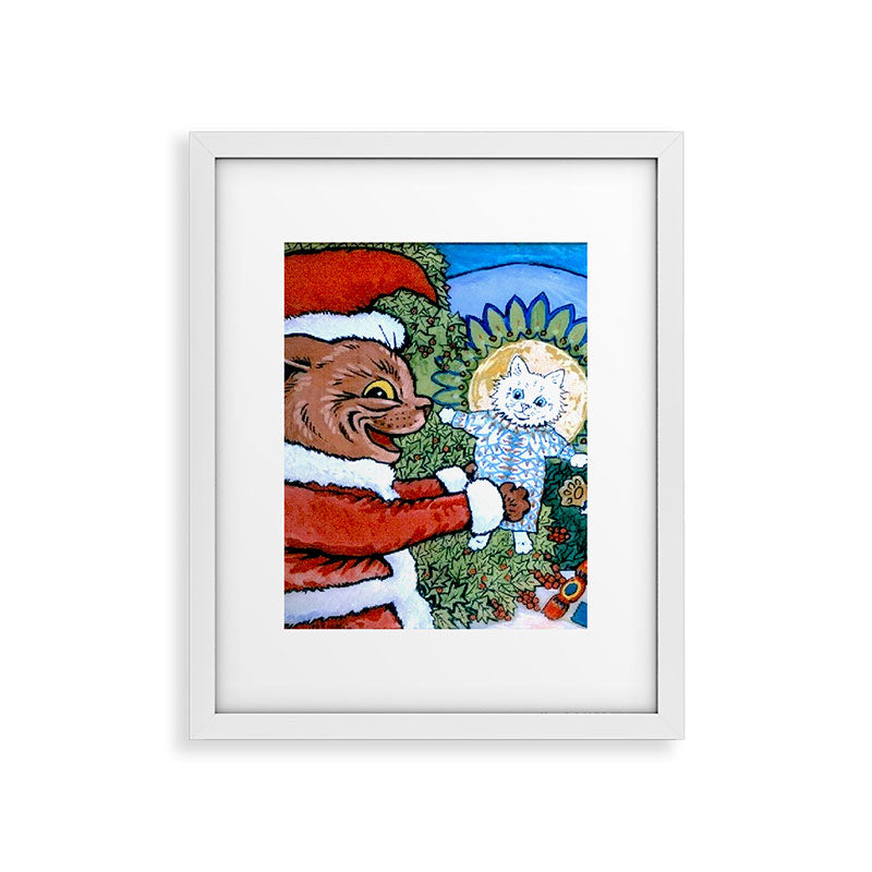 Christmas Gift' Louis Wain Vintage Cat Framed Art Print
