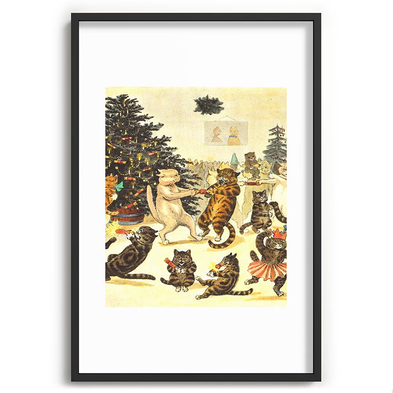 Christmas Party Cats' by Louis Wain Vintage Cat Art Framed Art Print