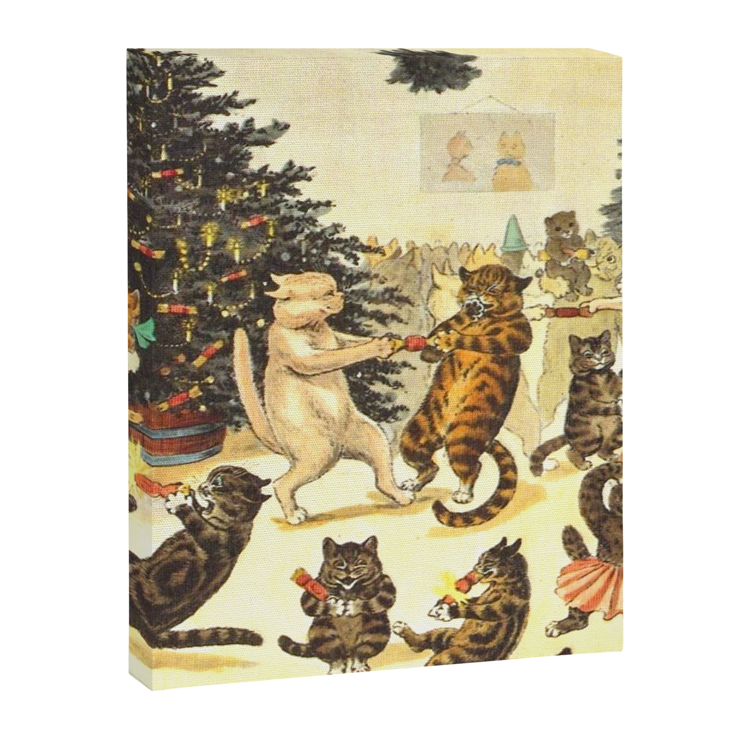 Christmas Party Cats' by Louis Wain Vintage Cat Art Canvas Print