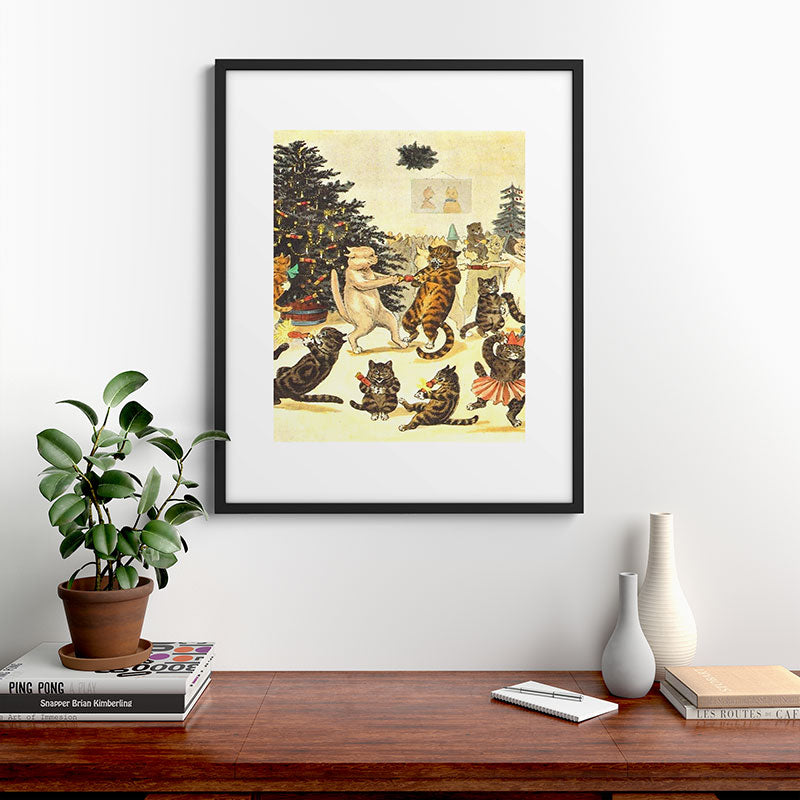 Christmas Party Cats' by Louis Wain Vintage Cat Art Framed Art Print