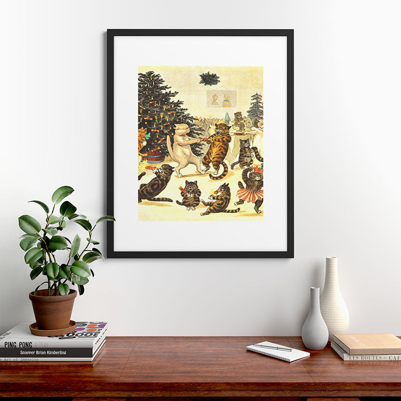 Christmas Party Cats' by Louis Wain Vintage Cat Art Framed Art Print