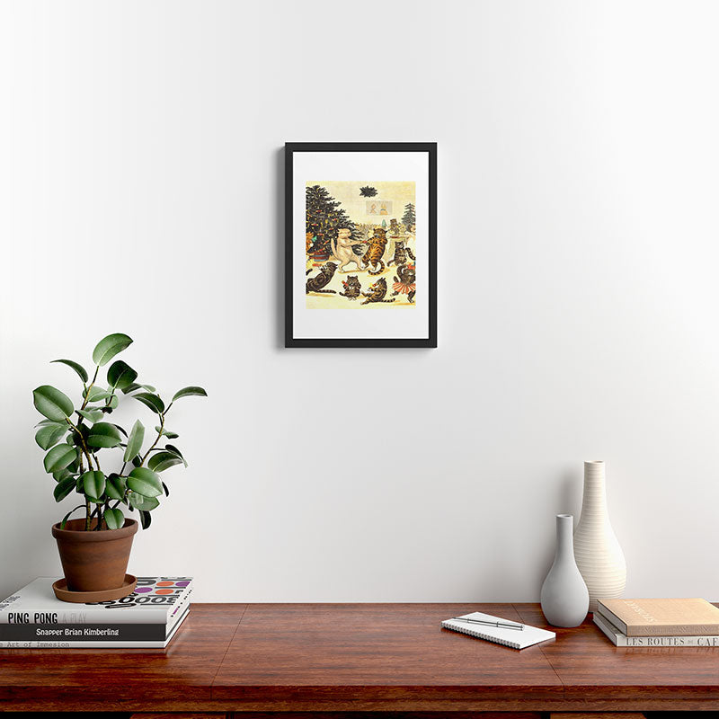 Christmas Party Cats' by Louis Wain Vintage Cat Art Framed Art Print